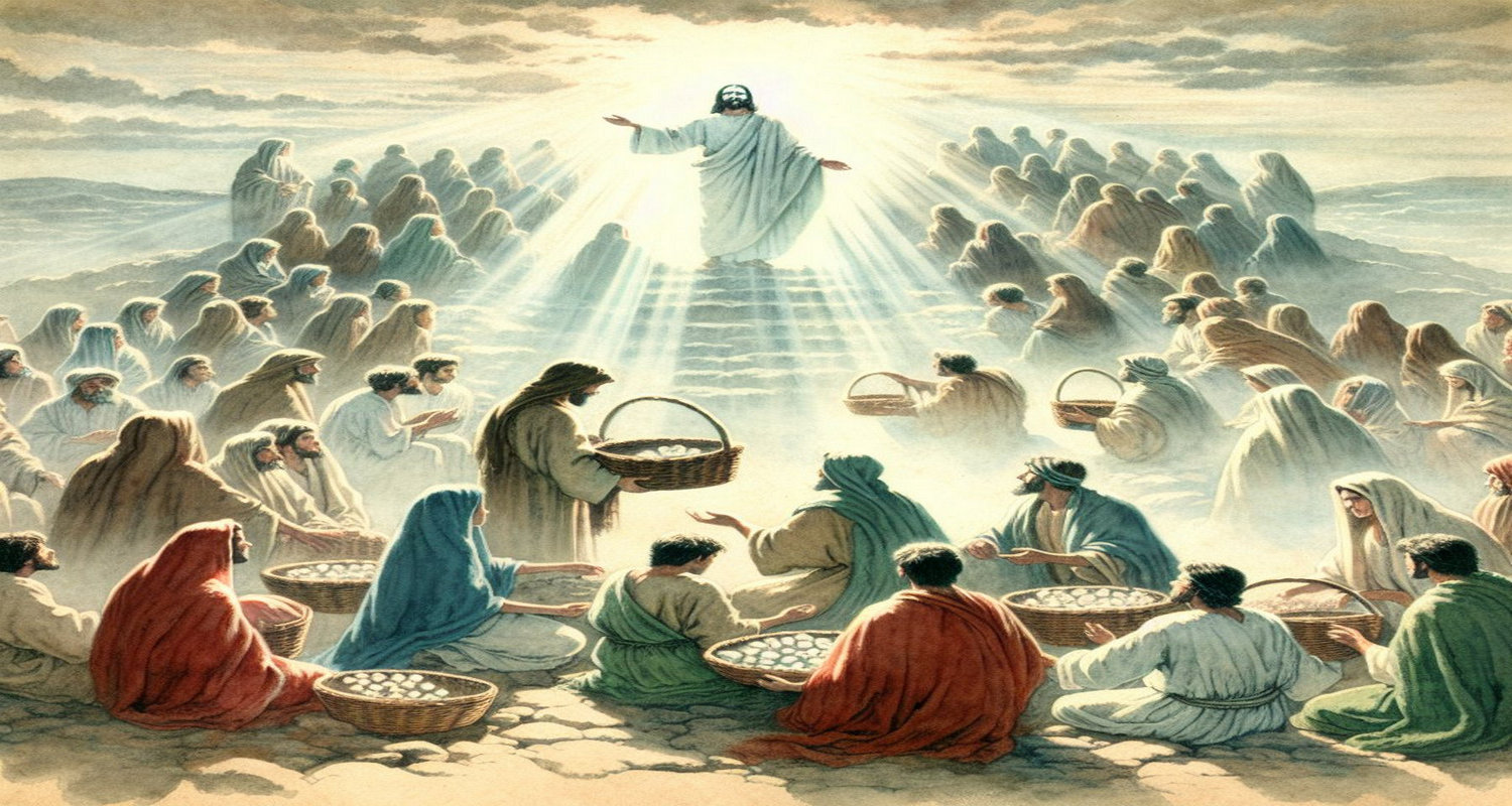 "أنَّ الْمَنّ بالنسبة لنا، أو بالحري الخبز الحقيقي "هُوَ النَّازِلُ مِنَ السَّمَاءِ الْوَاهِبُ حَيَاةً لِلْعَالَمِ" ( يو 6: 33 )